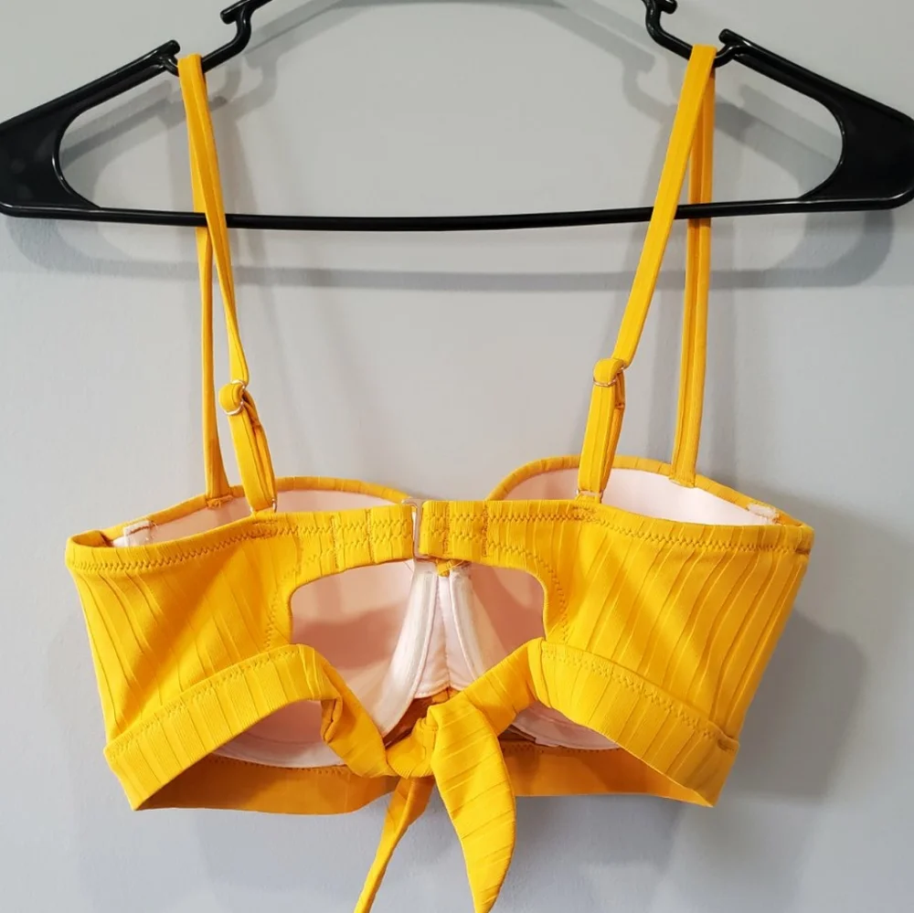 Shade & Shore Mustard Ribbed Bikini Top